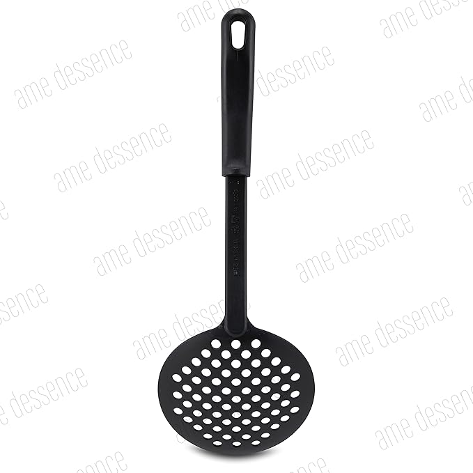 AME D'ESSENCE Skimmer 12 1/2 inch Black Nylon 410ºF Heat Resistant Slotted Skimmer Spoon with Ergonomic Handle Kitchen Gadgets for Straining