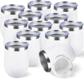 StarSpeed 12oz/12 Pack Wine Tumbler with lid, Stainless Steel Travel Mugs Stemless Double Wall Insulated Coffee Cup, Insulated Wine Glasses Travel Tumbler for Cold & Hot Drinks(White, 12)