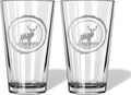 Duck Hunting Gifts for Hunters and Outdoorsman Mallard Whiskey Glass with Coaster Rustic Décor for Mountain Cabin Lake House Beer Pint Glass Fishing Fisherman Dad (Deer, Double Pint Glass)