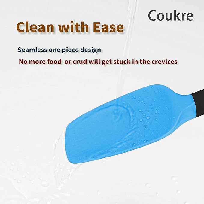 Coukre Silicone Spatula Set of 5,High Temperature Resistant, Food Grade Silicone, Dishwasher Safe, for Baking, Cooking (Colorful)