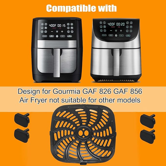 Air Fryer Grill Pan for Gourmia GAF856 GAF826 Air Fryer, Nonstick 9.8''*9.8'' Square Air Fryer Replacement Parts Accessories Rack Tray Grill Plate Crisper Plate for Gourmia 8QT Air Fryer