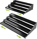 Expandable 4-Tier Step Spice Rack Organizer for Kitchen Cabinet Modern Design and Non Skid Space Saving Storage Shelf for Countertop Cabinets Pantry(2Packs/Black)