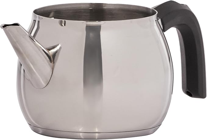 Karaca Belinay Teapot Set Silver Black, 18/10 Stainless Steel, Teapot/Lid (1 lt, 2.20 lb), Tea Kettle (1.6 lt, 3.5 lb), Suitable for Induction