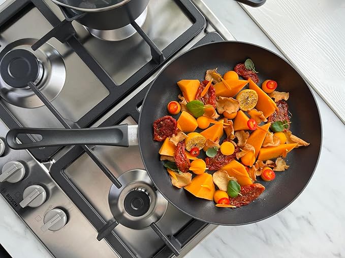 Scanpan Classic 9 1/2 inch Nonstick Stir Fry Pan – Compatible with Gas and Electric Stovetops, Metal Utensil Safe, Oven Safe to 500°F, Dishwasher Safe, Black, 2435120