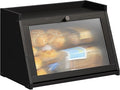 BMOSU Bread Box for Kitchen Countertop Large Capacity Corner Bread Box Farmhouse Bread Container Bread Storage Bread Holder (Black, Large)