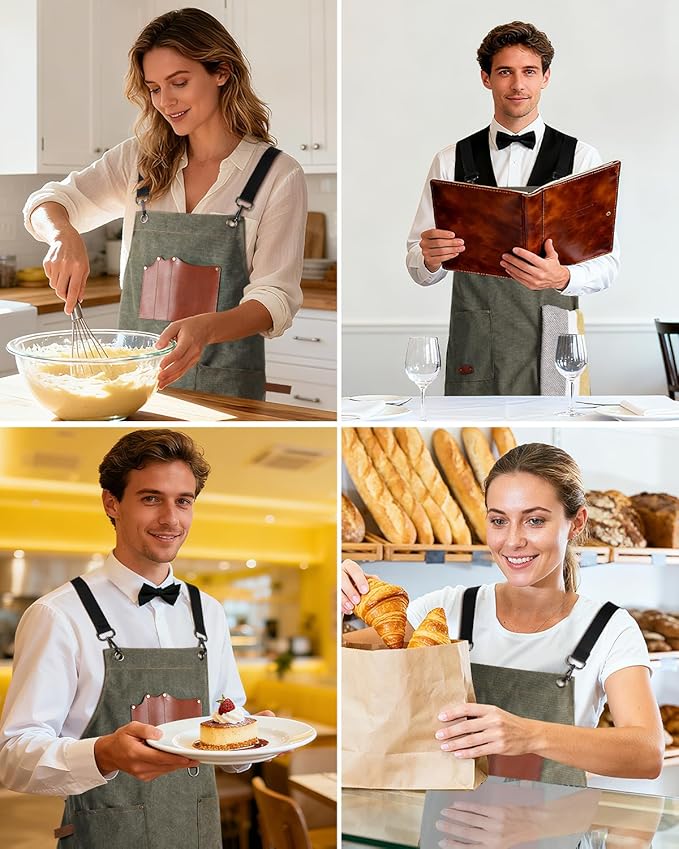 Kitchen Apron - 3 Large Pockets, Cross Back Apron With Adjustable Straps, Cooking Kitchen Chef Apron For Women And Men, Wear-Resistant & Easy To Clean.