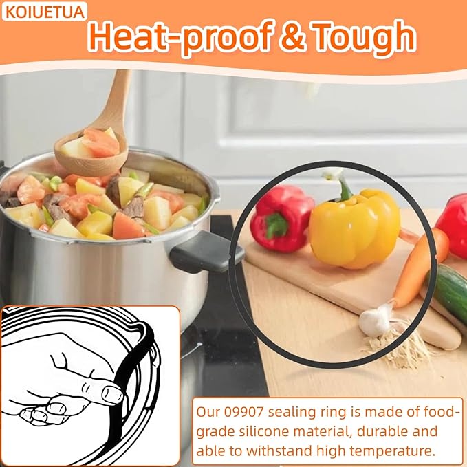 09907 Pressure Canner Sealing Ring & Auto Air Vent Kit – Fits Presto CA16, CA16H, 21 Qt Pressure Cookers
