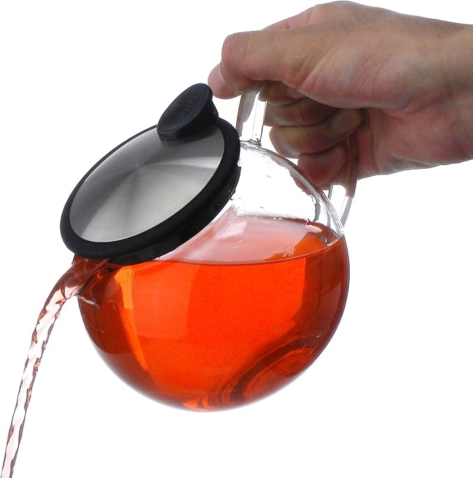 FORLIFE Bola Glass Teapot with Basket Infuser, 25oz./750ml., Lime