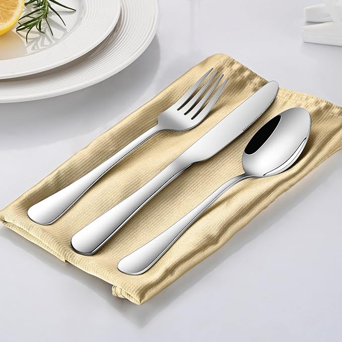 30 Pcs Silverware Sets, Premium Stainless Steel Flatware Sets Service For 6, Mirror Polished Tableware Cutlery Set For Home Kitchen,Restaurant,Hotel Knife Spoon And Forks Sets