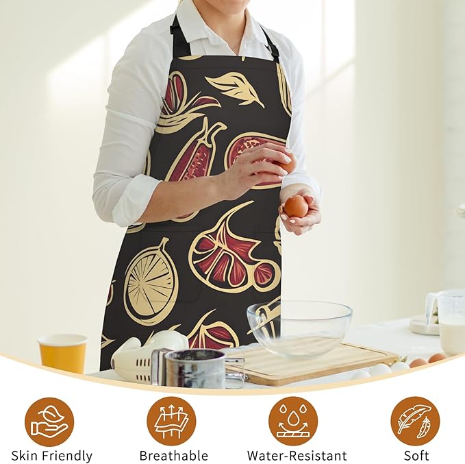 Kitchen Apron with Pockets,Adjustable Aprons for Women Men,Waterproof Chef Aprons for Cooking,BBQ,Gardening