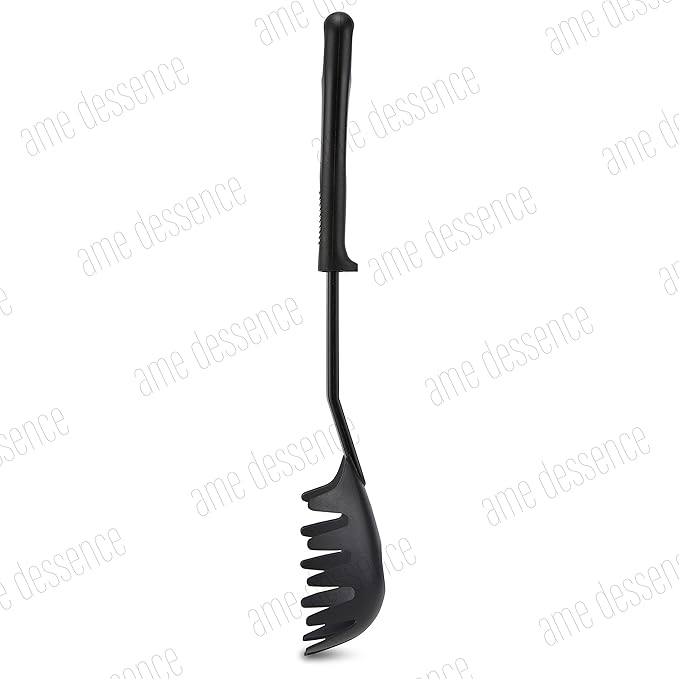 AME D'ESSENCE Pasta/Spaghetti Fork 11 3/8 inch Black Nylon 410ºF Heat Resistant Spoon with Ergonomic Handle Kitchen Gadgets for Pasta