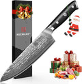KEEMAKE Damascus Chef Knife, 8 Inch Kitchen Knife, 67 Layers Damascus Knife Professional Kitchen Knives with Japanese VG10 Core, Sharp Chefs Knives with Ergonomic G10 Handle