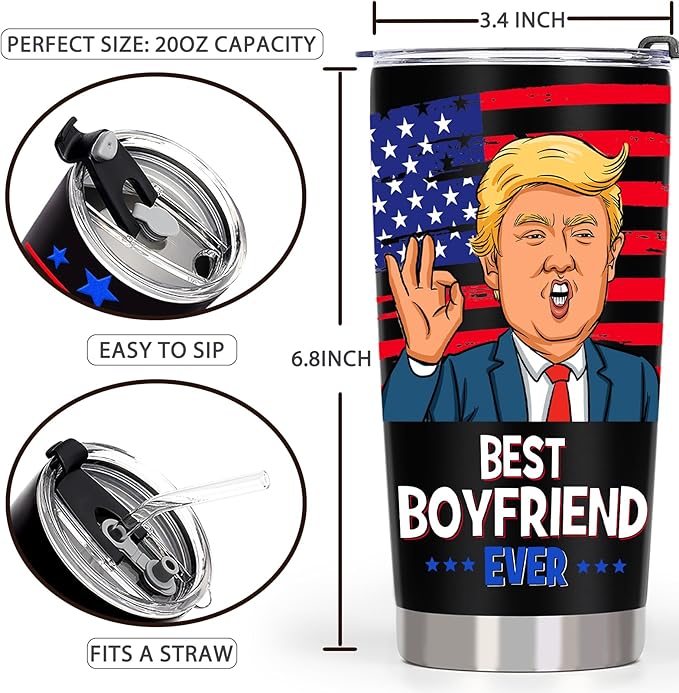 Best Gifts for Boyfriend Gifts from Girlfriend - Funny Christmas Anniversary Birthday Gift for Him Boyfriend Bf, Valentines Day Tumbler Cup, 20 OZ Stainless Steel Insulated Travel Coffee Tumbler Cup