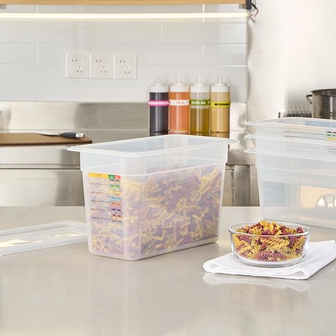 Restaurantware Food Pans Pack of 10 Plastic Rectangle Food Containers 1/3 Size with Traceability Label, Storage Containers Dishwashable Hot Cold Friendly for Restaurants Buffet Commercial Use