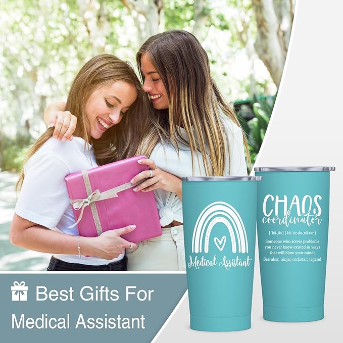 Medical Assistant Gifts for Women - Christmas Gifts for Medical Assistant - MA Appreciation Gift - MA Gift Ideas, 20 oz Stainless Steel Tumbler With Lid & Straw