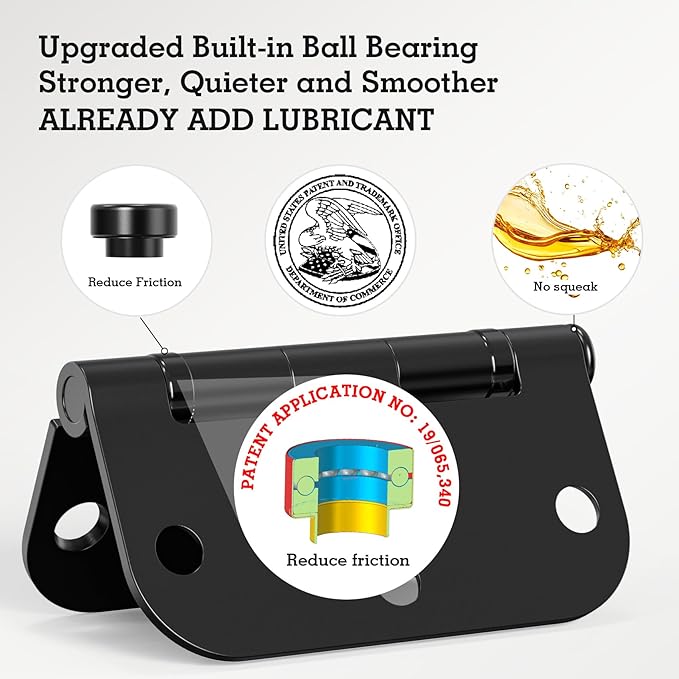 18 Pack Ball Bearing Round Matte Black Door Hinges 3.5 Inch 5/8" Radius Anti Squeak Interior 3-1/2"Flat Bifold Standard Bedroom Indoor for Doors 3 ½" Hardware Essentials House Home Decor Accessories