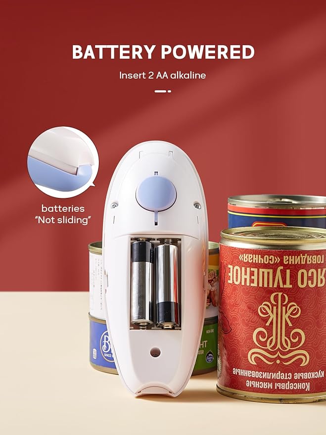 Electric Can Opener, Reemix Battery Operated Can Opener Fits Alomost All Can Sizes, Simple One Touch-Operation, Automatic, Hand Free, Smooth Edge (battery not included), Blue Gray