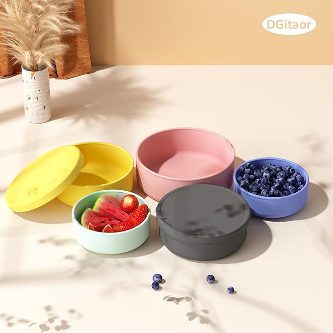 Silicone Food Storage Containers Bowl, Set of 3 Reusable Silicone Bento Lunch Box Containers with Lids (17oz, 25oz, 42oz) Dishwasher, Microwave and Freezer Safe (Indigo)