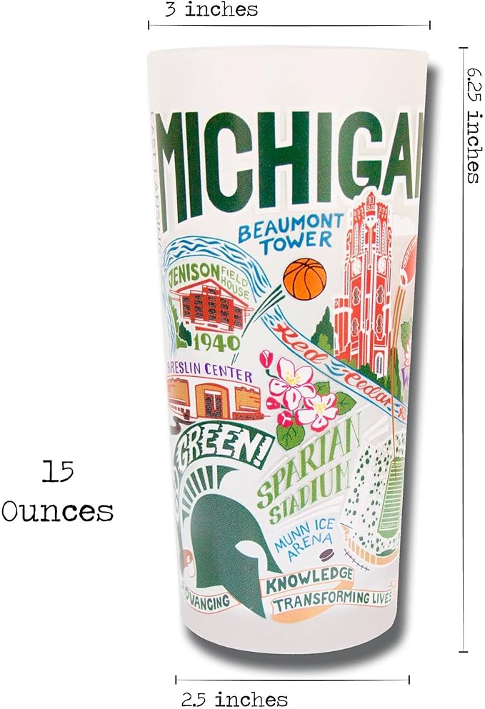 Catstudio Michigan State University Drinking Glass, 15oz, Dishwasher Safe