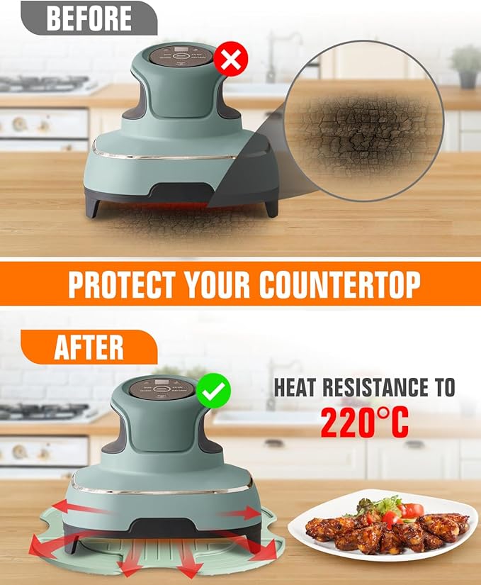 2 PCS Air Fryer Trivets Silicone and Splatter Shield for Ninja Crispi,Heat Resistant Mat for Air Fryer for Air Fryer Accessories,for Ninja Combi Accessories Kitchen Air Fryer Trivet (Green&Black)