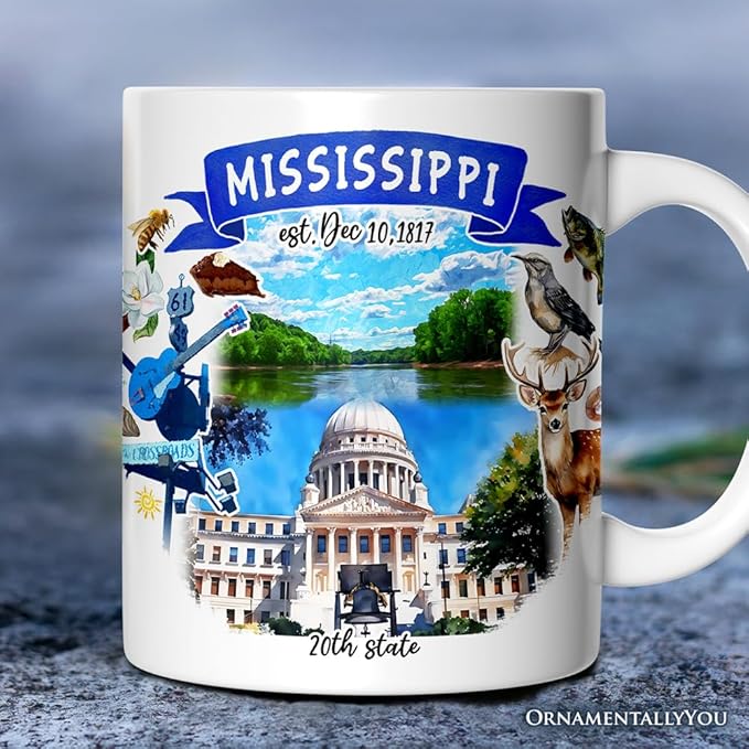 OrnamentallyYou Artistic Mississippi State Themes and Landmarks Mug