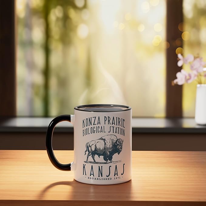 KONZA PRAIRIE, KANSAS. BISON DESIGN Ceramic Mug, Black/White