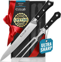 Cutluxe Turkey Carving Knife Set – Carving Fork & Knife for Meat, BBQ, Brisket – Razor Sharp Premium German Steel Full Tang, Ergonomic Handle, Grilling Gifts for Men – Artisan Series