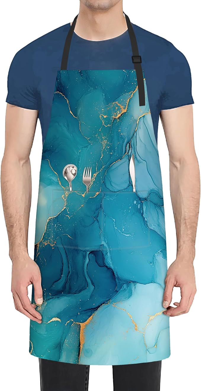 Kitchen Apron with Pocket,Waterproof Adjustable Neck and Long Ties, Cooking Baking Gardening Painting Apron for Women