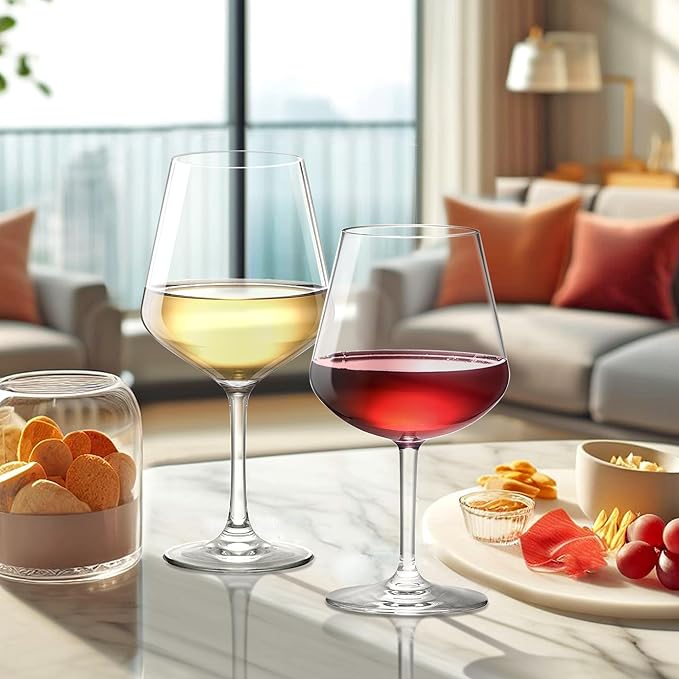 Amazing Abby - Sasha - 14-Ounce Unbreakable Tritan Wine Glasses (Set of 6), Plastic Wine Glasses, Reusable, BPA-Free, Dishwasher-Safe, Perfect for Poolside, Outdoors, Camping, Picnic, and More