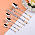 Deluxe 28 Piece Gold Silverware Set for 4 Stainless Steel Flatware Set with Knife/Fork/Spoon,Cutlery Set for Home and Kitchen,Utensil Set with Dishwasher Safe，Gift Package for Wedding Housewarming