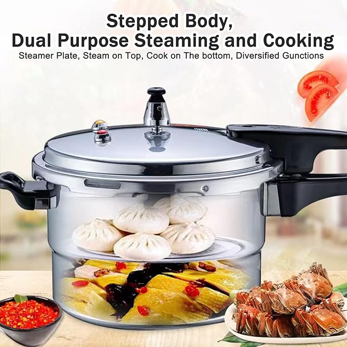 Pressure Cooker, Non-Stick Pressure Cookers With Steamed Layer Aluminum Alloy Superabrasive Gas Cooktop and Induction Cooker Dual-Use for Fast Cooking (3L for 1-2 people)