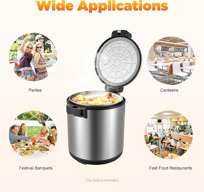 24Qt Commercial Rice Warmer, 110W Big Rice Warmer with Non-stick Inner Pot, Adjustable Temperature Portable Rice & Food Warming Bowl for Restaurant, Hotel(NOT Cooker)