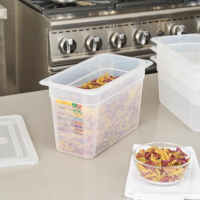 Restaurantware Food Pans Pack of 10 Plastic Rectangle Food Containers 1/3 Size with Traceability Label, Storage Containers Dishwashable Hot Cold Friendly for Restaurants Buffet Commercial Use