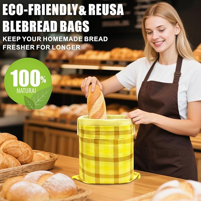 Mosucoirl Beeswax Bread Bags 2 Pack, Reusable Bread Storage Boxes for Homemade Sourdough, Cotton Food Bags Loaf Containers to Keep Fresh Large