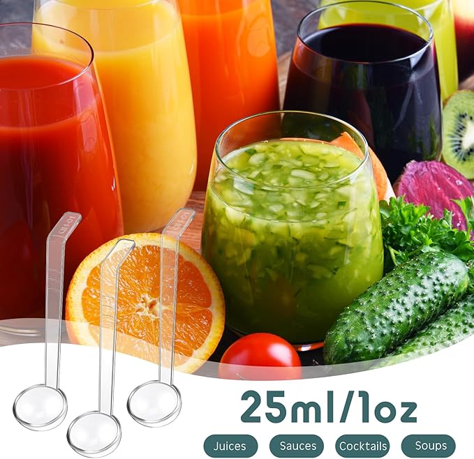 30 Pieces 7 Inches 1 oz Small Ladle Mini Plastic Gravy Ladle Long Handle Ladles for Serving Dressings Soup Punch Bowl Fruit Juices Soup Cocktail Parties (Clear)