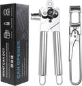 Adjustable Stainless Steel Jar Opener & Magnetic Manual Can Opener Set - Multifunctional Openers for Weak Hands, Seniors with Arthritis, Effortless Jar, Bottle and Can Lid Openers