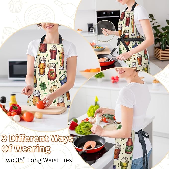 Kitchen Apron with Pockets,Adjustable Aprons for Women Men,Waterproof Chef Aprons for Cooking,BBQ,Gardening