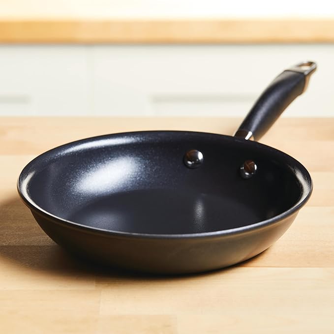 Anolon Advanced Home Hard Anodized Nonstick Frying Pan, 8.5 Inch – Small Non Stick Egg Pan, Durable Nonstick Skillet - Onyx