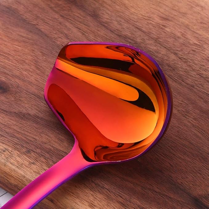Sauce Ladle, BYEGOU Orange Drizzle Spoon with Spout Gravy Soup Ladle, Stainless Steel Kitchen Utensil, Mirror Polish & Dishwasher Safe, 8.67 Inch