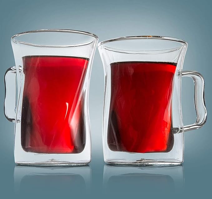 40 Oz Unique Glass teapot Set with 4 double wall insulated Cups, Tea Kettles for Stovetop With Infusers For Loose Tea, Perfect Mom Gift