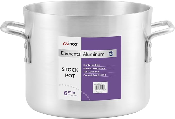 Winco 6.0mm Aluminum Stock Pot, 24-Quart