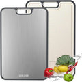 Titanium Cutting Board Double Sided Pure Titanium Cutting Boards for Kitchen, Pure titanium & Wheat Straw PP Food Grade metal cutting board, Non-slip durable and easy to clean (Large)