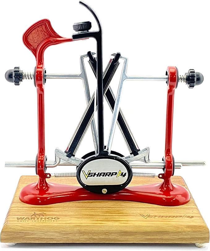 Warthog V-Sharp Elite Knife Sharpeners with Deluxe Wooden Base, Diamond Rods, Adjustable Angles, Metal Frame Construction
