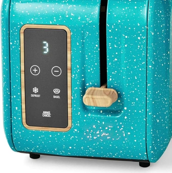Pioneer Woman Digital 2-Slice Toaster, Speckle – 6 Shade Settings, LED Display, Extra-Wide Slots (Teal Speckle)