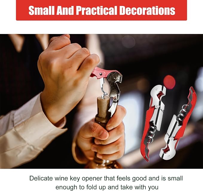 6 Pieces wine key wine opener Professional Waiter Corkscrews Stainless bottle opener Fold Serrated Foil Cutter Key for Family, Company Party,Bars,Restaurants(red)