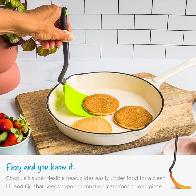 Dreamfarm Chopula Non-Stick-Safe Super-Flexible Sit-Up Spatula with Strong Flat Edge to Separate Food - 12" Green