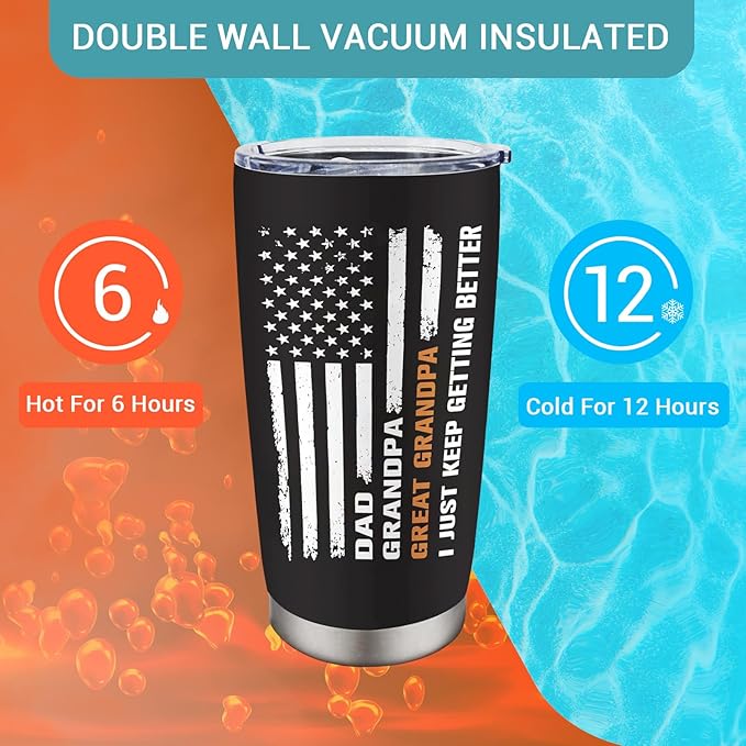 Great Grandpa Gifts, Christmas Gifts for Great Grandpa, Great Grandfather Gift from Grandkids, Promoted to Great Grandfather Gift, 20 oz Stainless Steel Tumbler