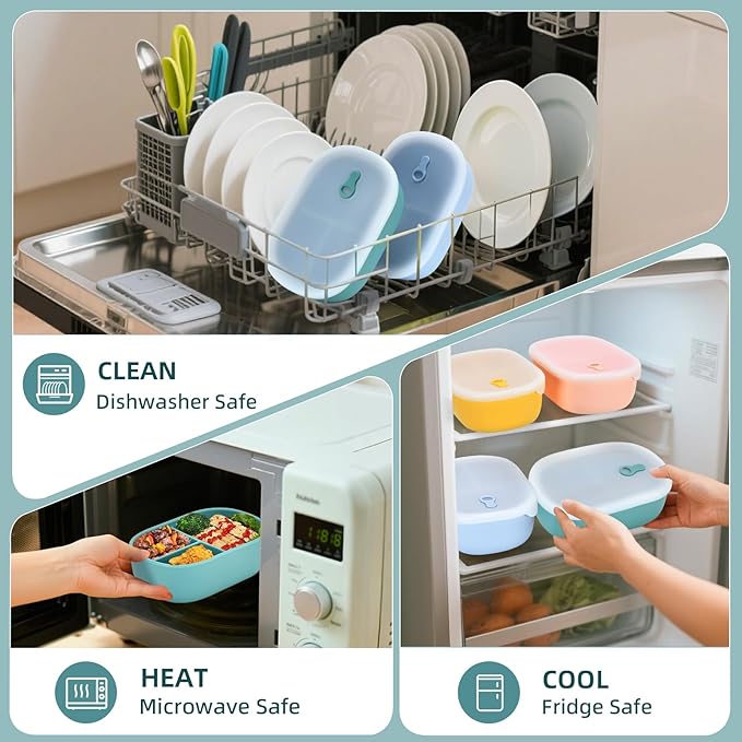 Bento Box, Ideal Leakproof Lunch Box Containers for Adults Men Women with 3 Compartments, Durable Lunch Containers for Family