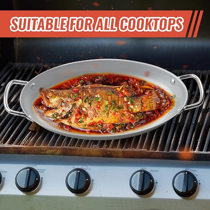 Grill Pan for Outdoor BBQ - 11" x 15" Topper With Handles, Trays for Grilling, Barbecue Tray