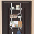 ETELI Over The Door Basket Organizer with 3 Mesh Baskets and 5 Hooks Heavy Duty Pantry Door Organizer Back of Door Storage Rack for Bathroom, Kitchen, Office, White